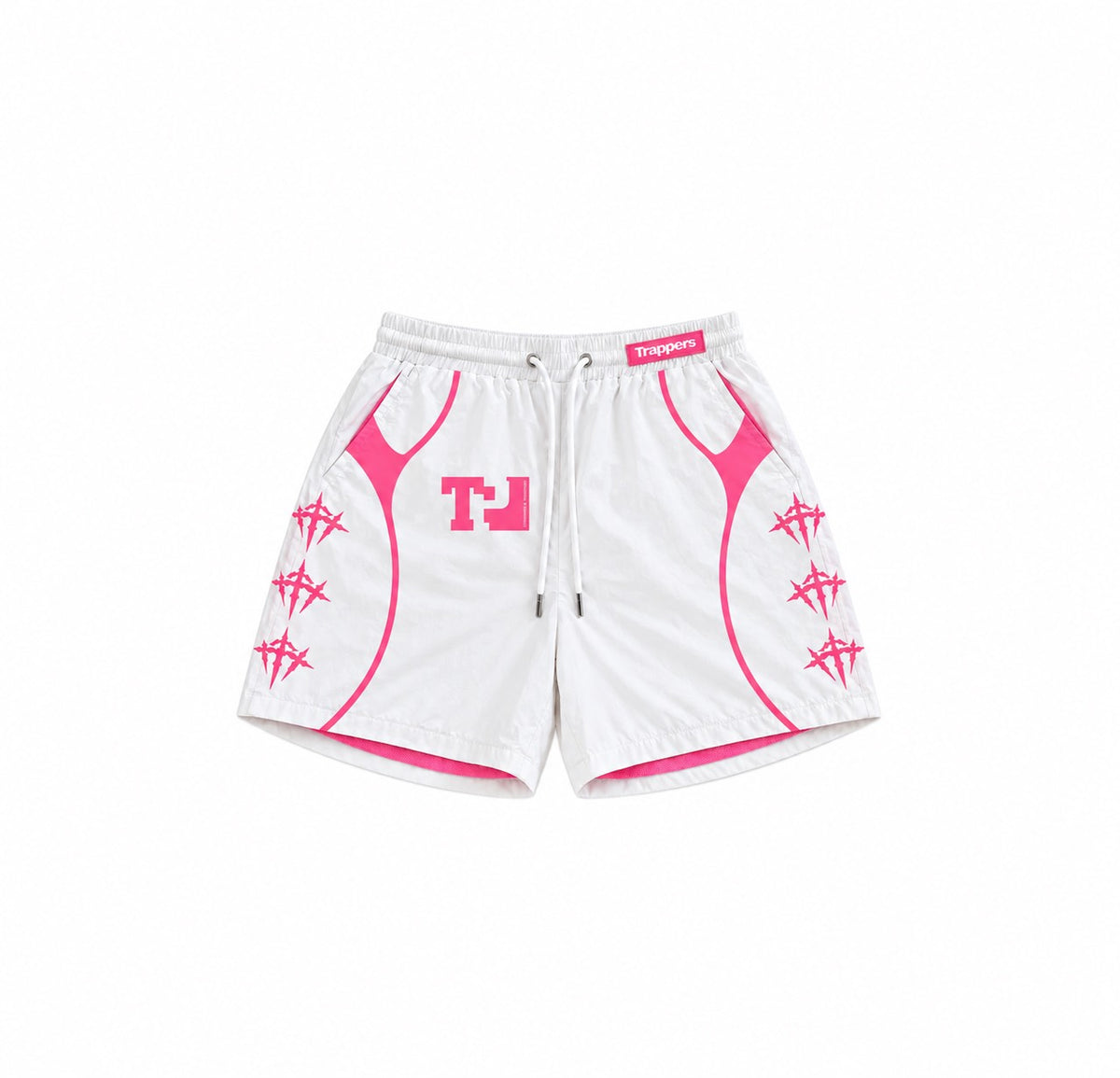 White and pink windbreaker shorts