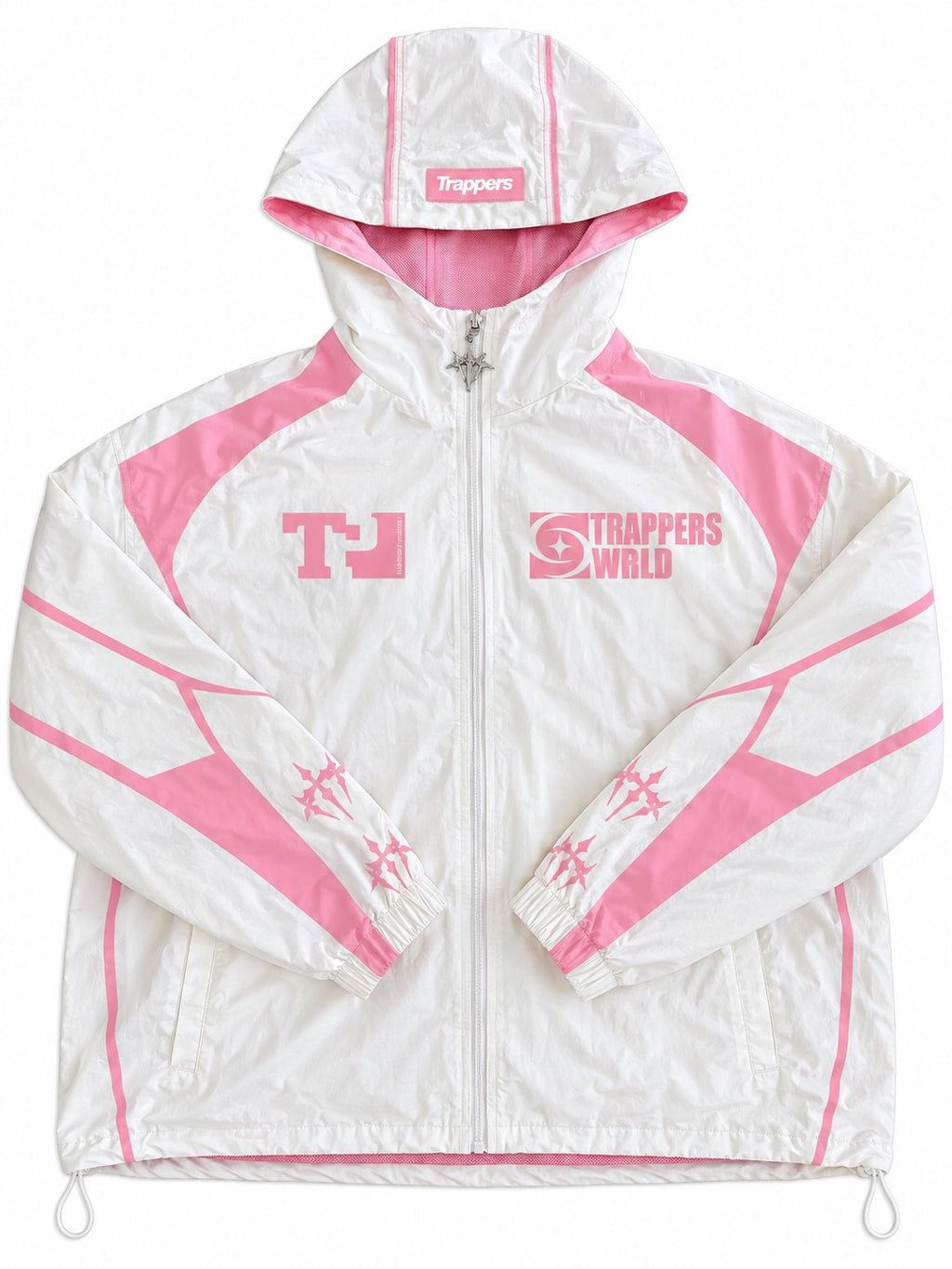 White and pink windbreaker jacket