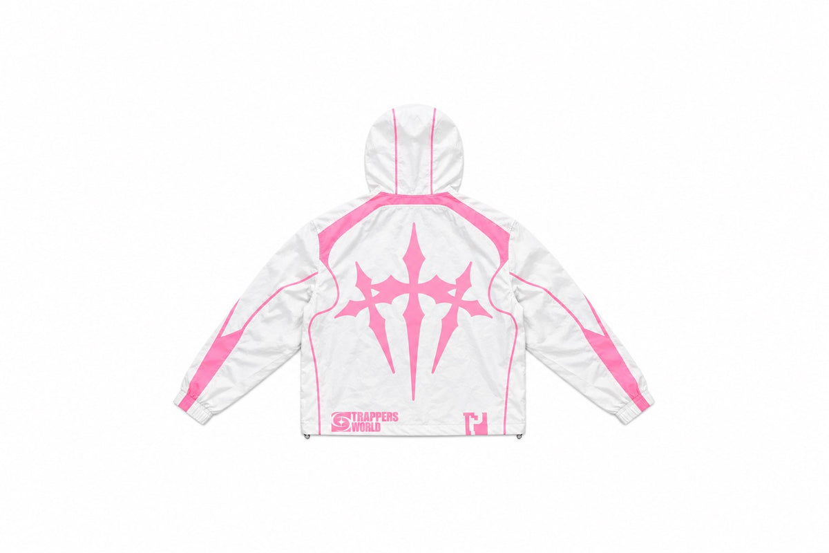 White and pink windbreaker jacket