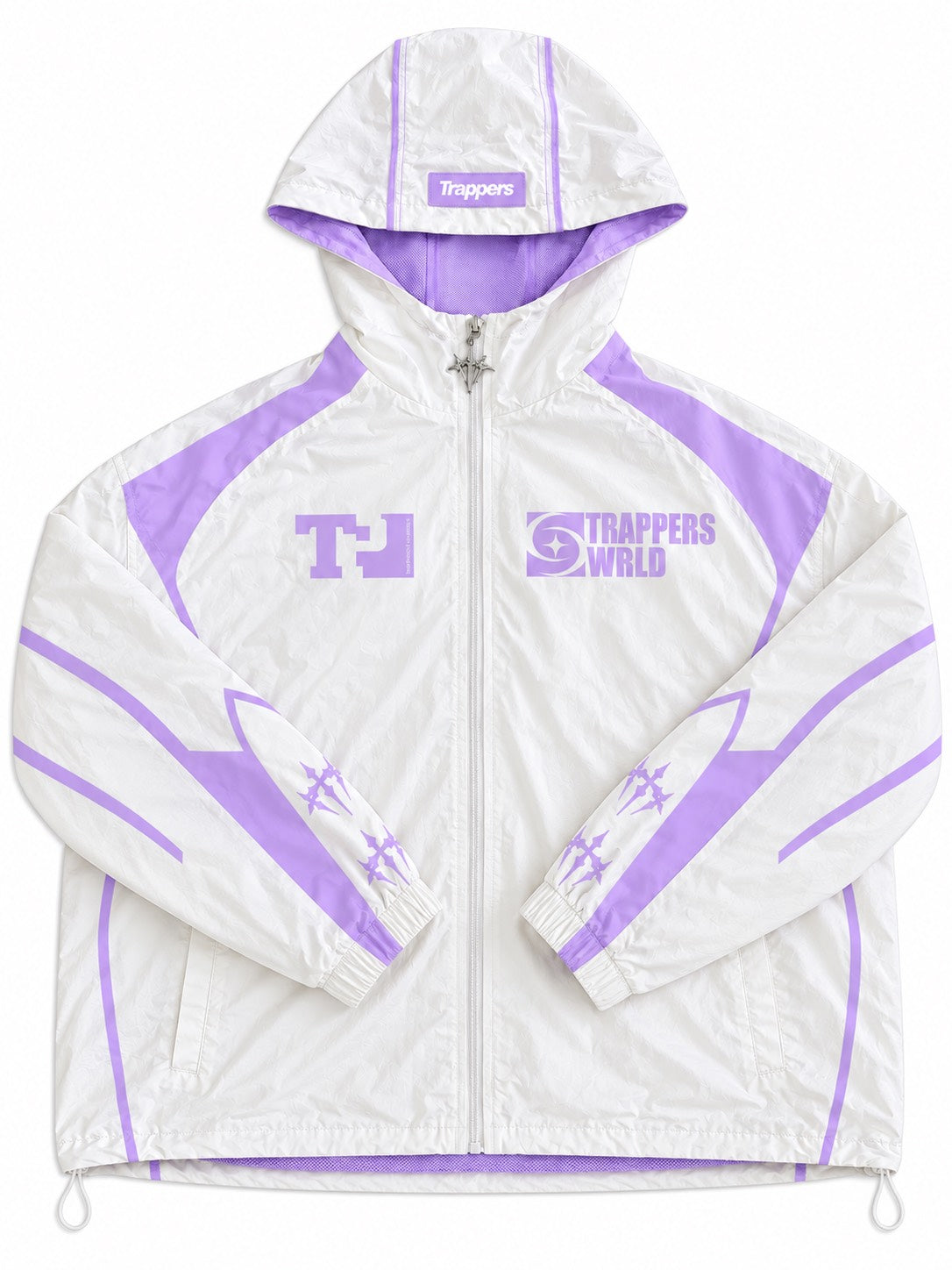 White and lavender windbreaker jacket