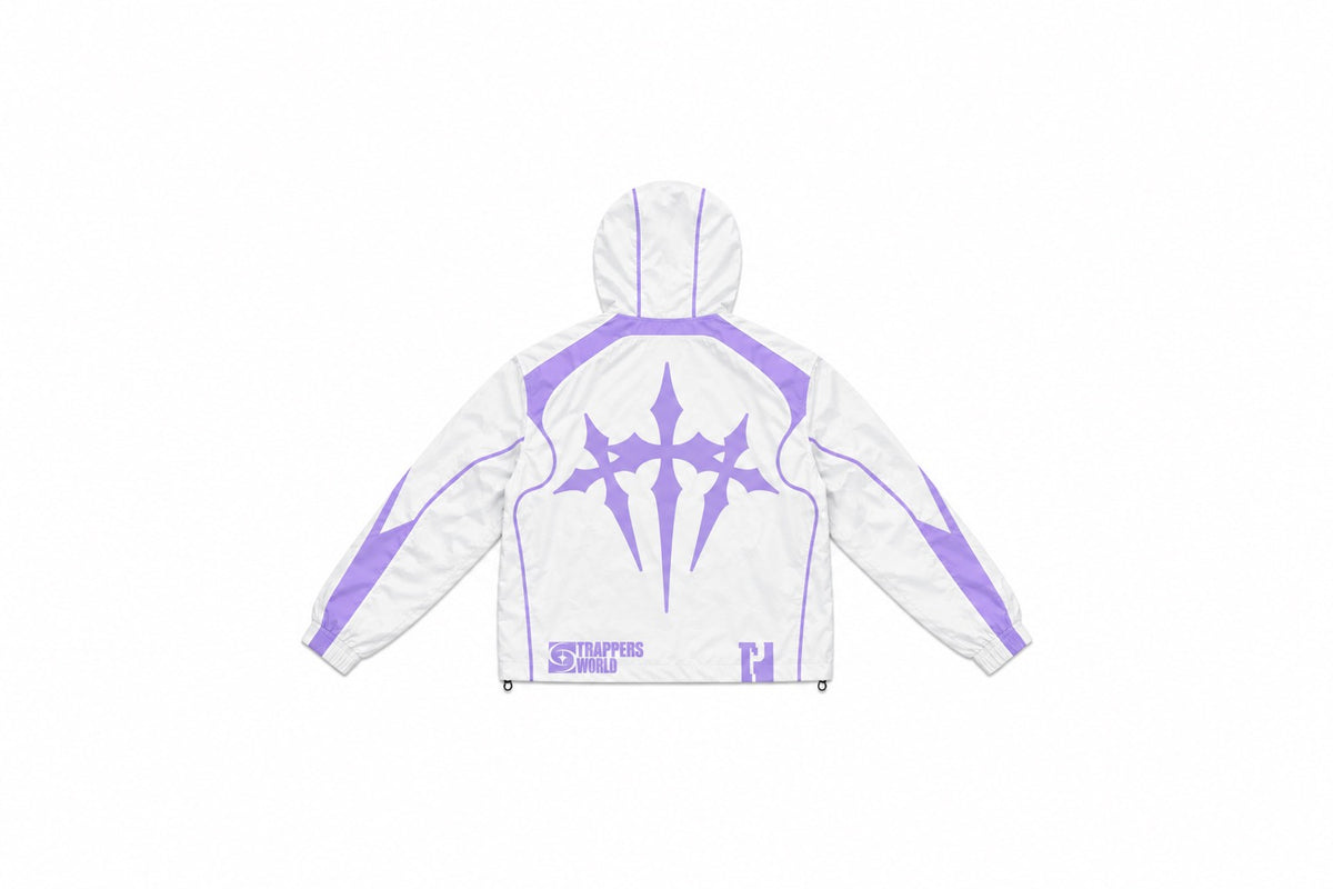 White and lavender windbreaker jacket